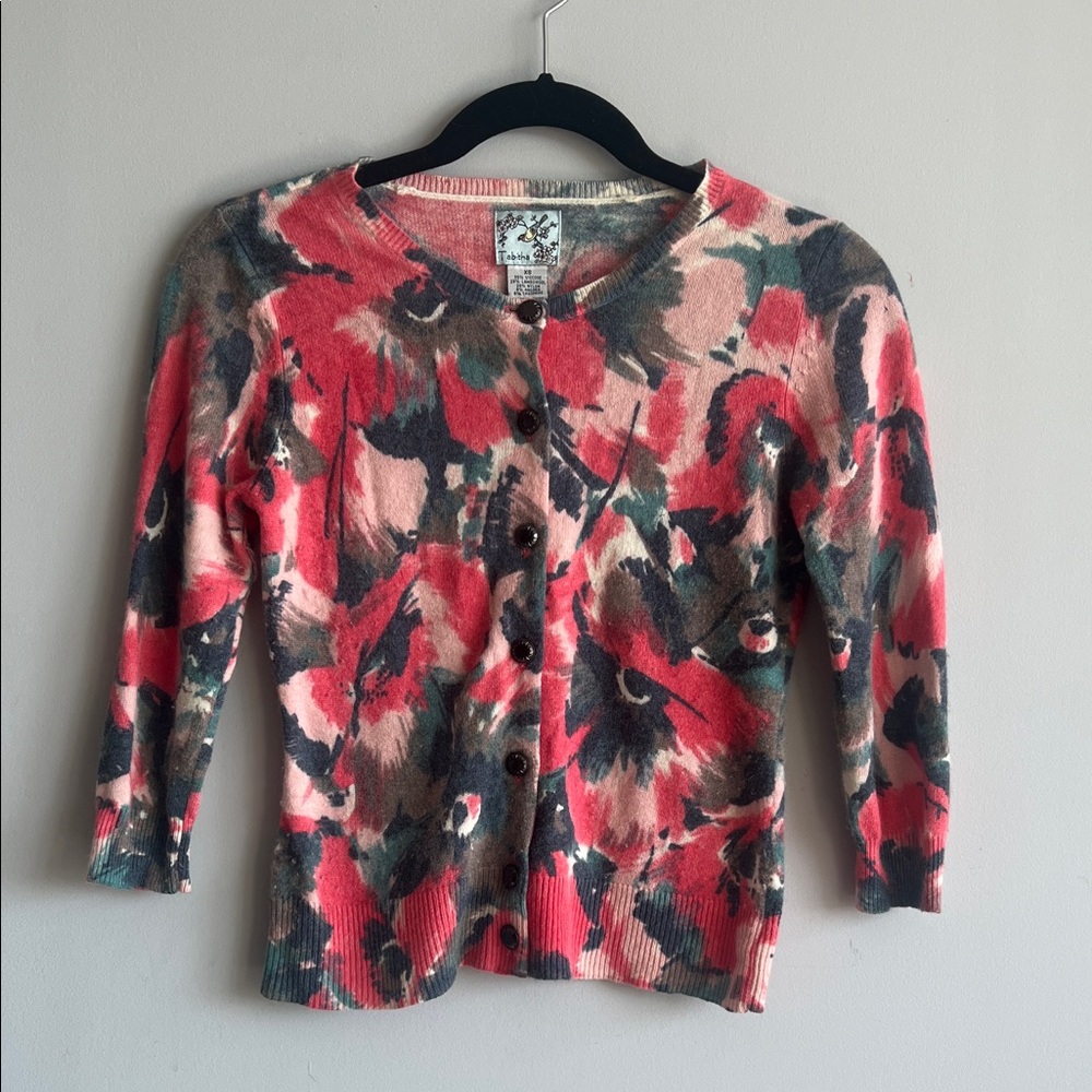 Vintage Anthropologie Watercolour Floral Button-Up Cardigan